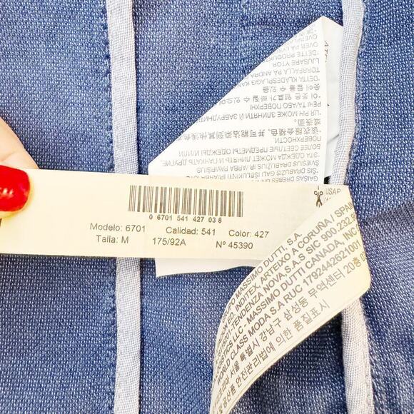 Massimo Duty Blue Blazer Belted Front Pockets Cotton Jacket Size M NWOT - Picture 4 of 7